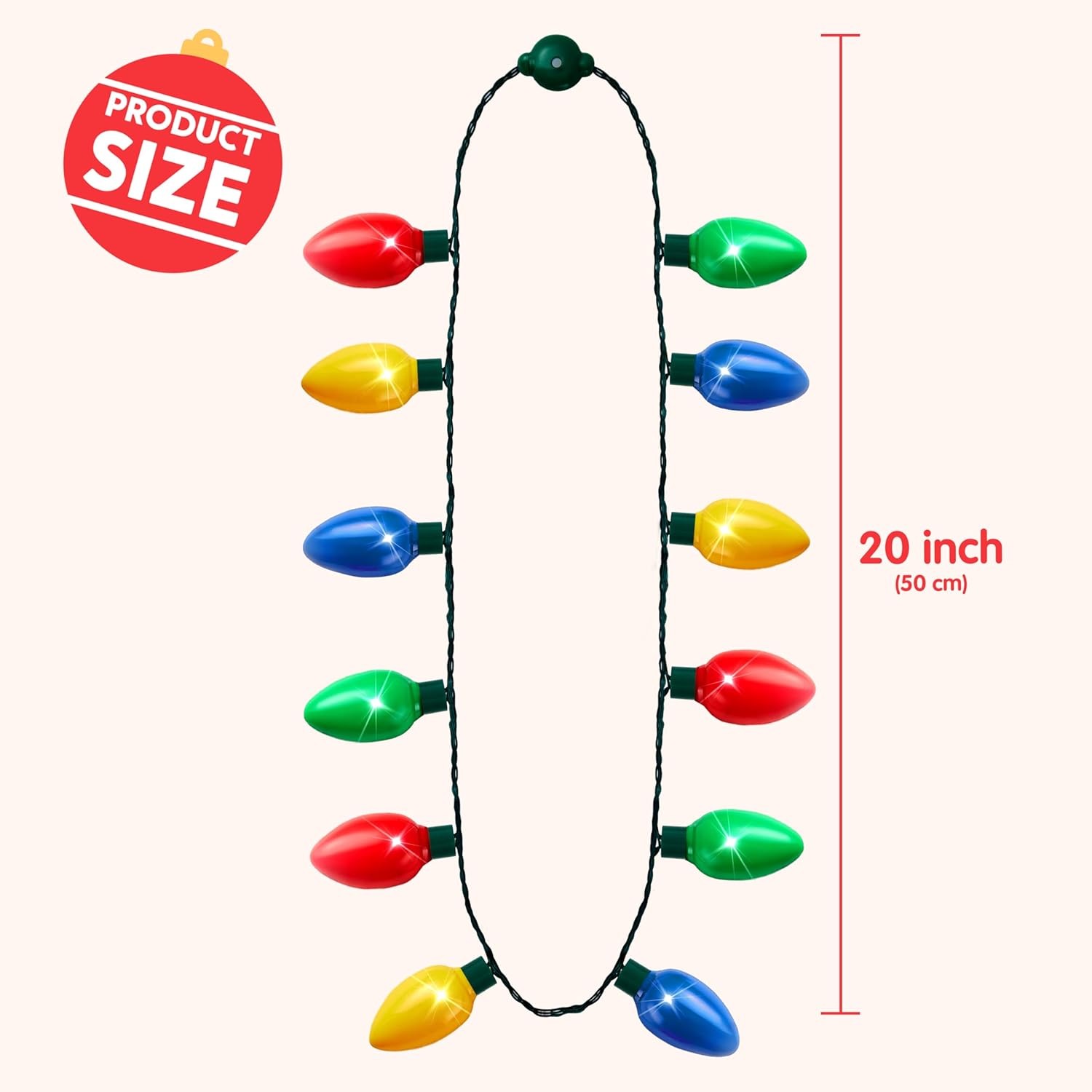 JOYIN Christmas LED Necklace, Light Up with 12 Bulb Necklace Christmas Light Up Accessories for Adults Kids Party Favors