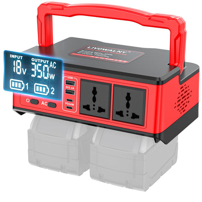 Real 200W Power Inverter Compatible With Dewalt, DC 20V to AC 110-120V Battery Inverter, LIVOWALNY Portable Power Station Generator, Charger Adapter Battery Powered with 2 USB & 1 Type-C & 1 AC Outlet