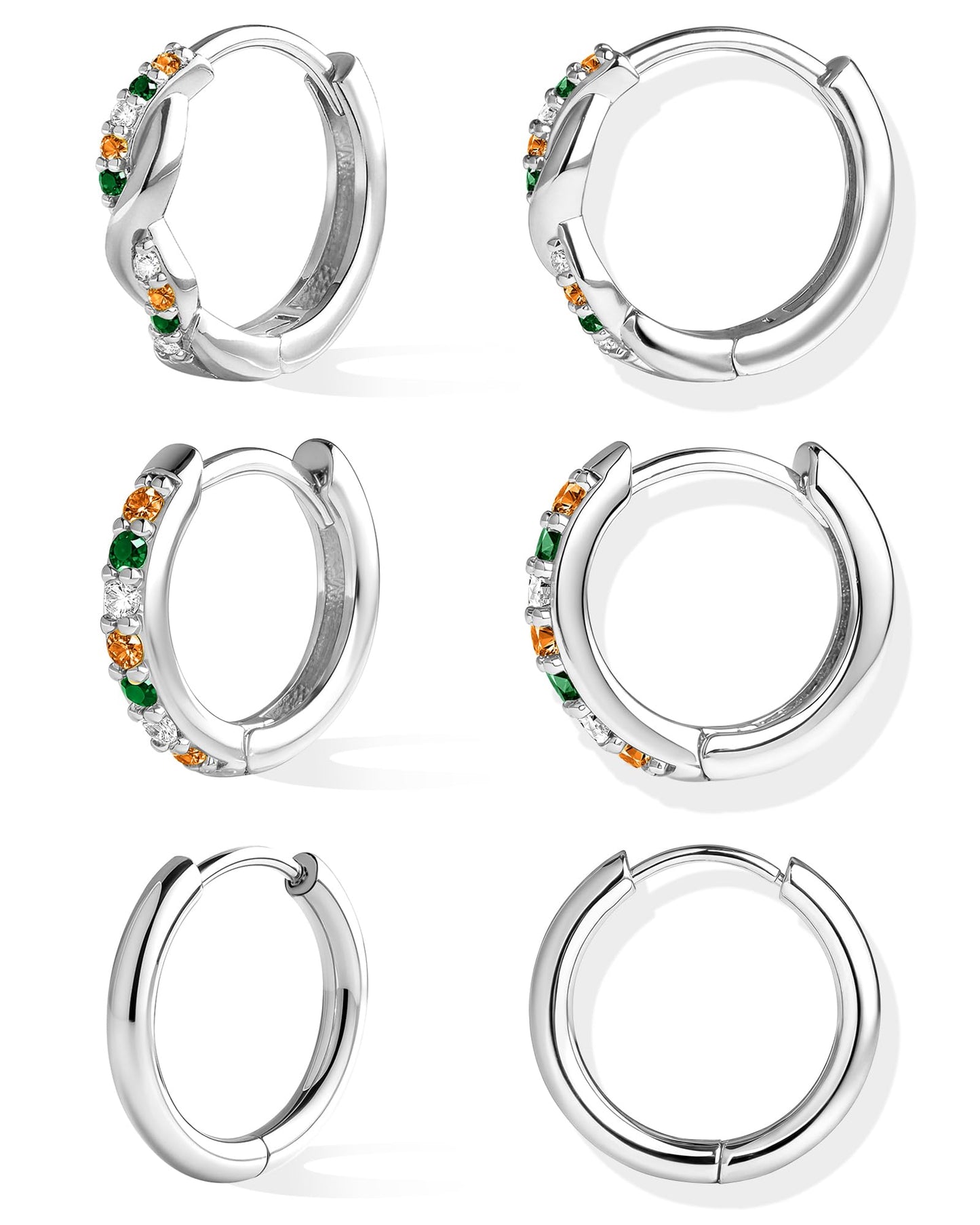 Inerney Gold Huggie Hoop Earrings Set for Women, Dainty Small Sterling Silver Earring Stacks Hypoallergenic Jewelry for Multiple Piercings, Trendy Twisted Cute Cartilage Hoops Birthstone Gift 3 Pairs