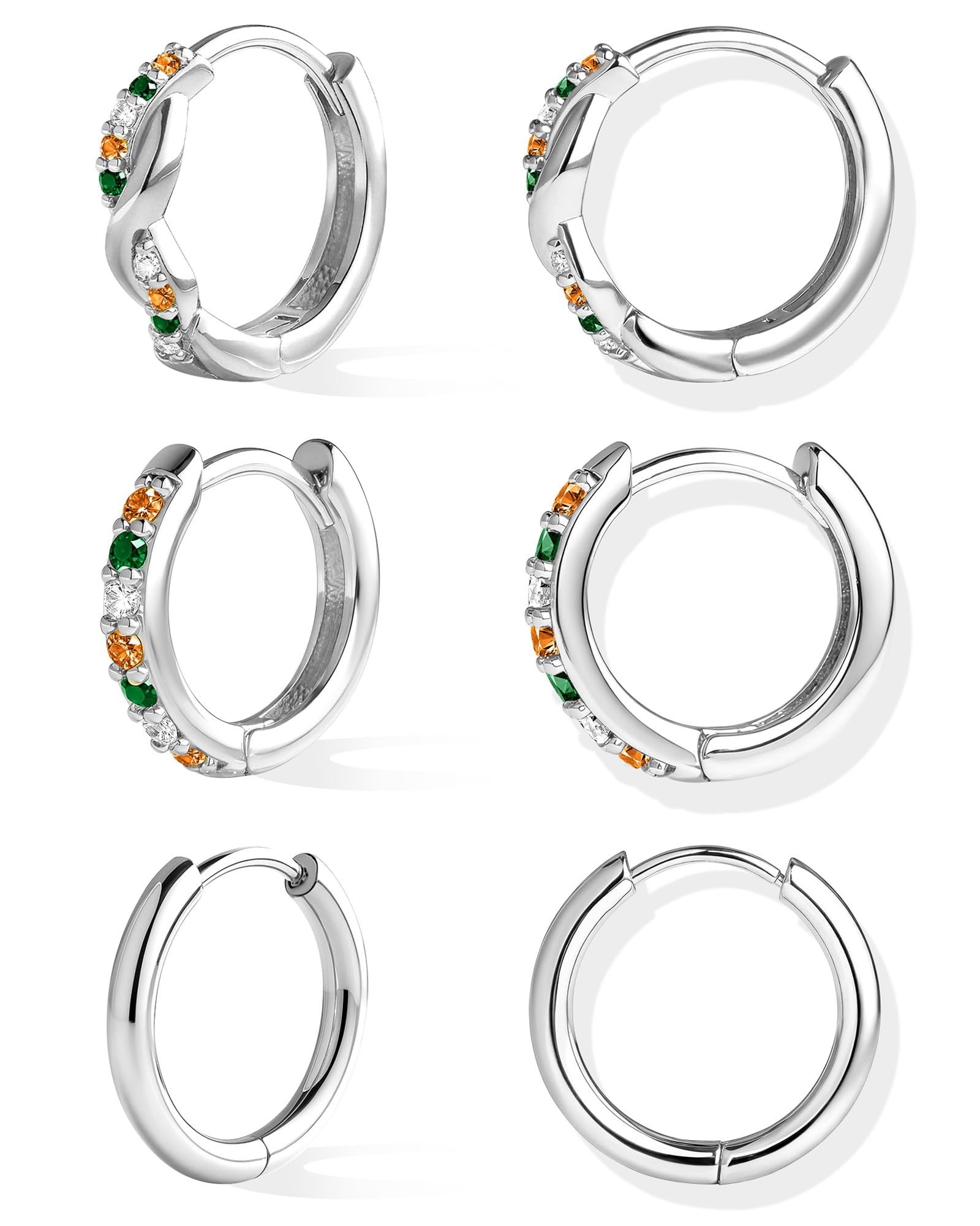 Inerney Gold Huggie Hoop Earrings Set for Women, Dainty Small Sterling Silver Earring Stacks Hypoallergenic Jewelry for Multiple Piercings, Trendy Twisted Cute Cartilage Hoops Birthstone Gift 3 Pairs