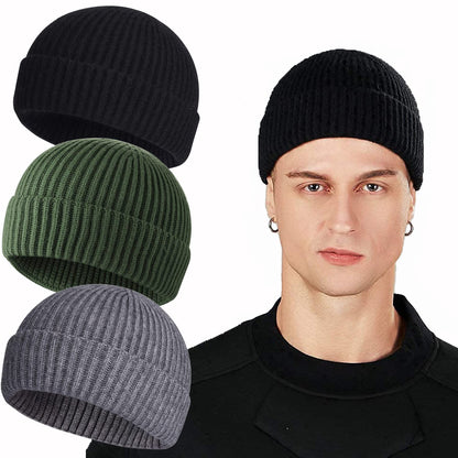 ROYBENS Swag Wool Knit Cuff Short Fisherman Beanie for Men Women, Winter Warm Hats