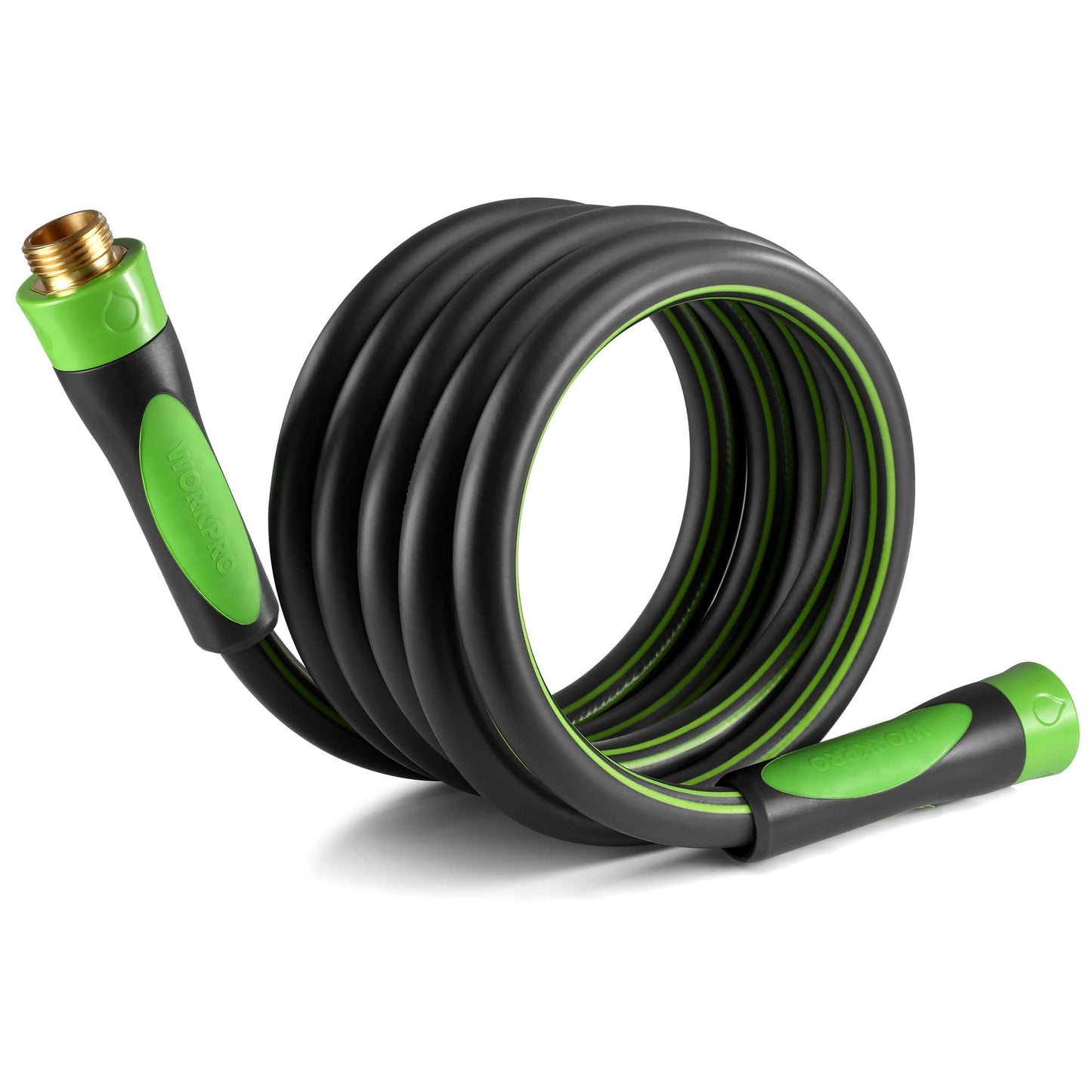 WORKPRO Hybrid Garden Hose 5/8 in.x 100ft, Water Hose Heavy Duty, Flexible, Lightweight Hybrid Rubber Hose with Rotary Handle, 3/4" Solid Brass Fittings, Outdoor Watering Hose for Lawn, Garden & Yard