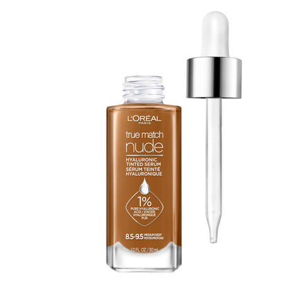 L'Oreal Paris True Match Nude Hyaluronic Tinted Serum Foundation with 1% Hyaluronic acid, Medium 4-5, 1 fl. oz.