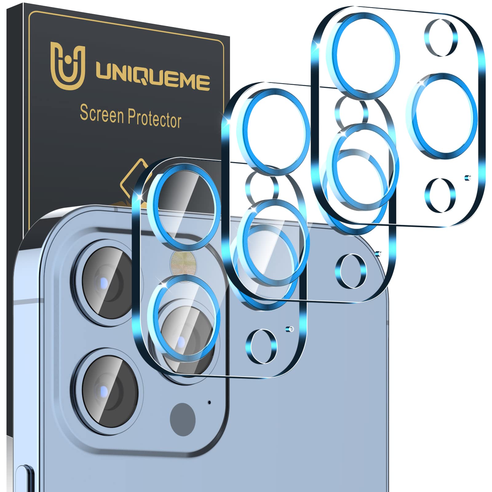 UniqueMe Compatible for 3 Pack iPhone 17 Pro Camera Lens Protector - [Drop Protection] 9H Tempered Glass Camera Cover Screen [Update New Version]【Not for 17 Pro Max】