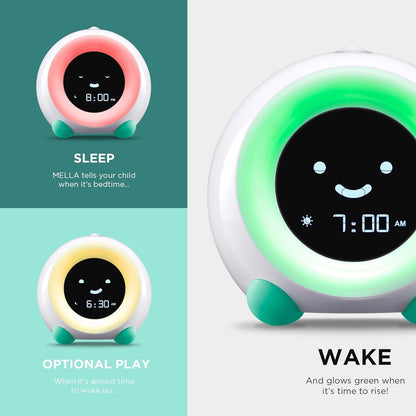 LittleHippo Mella: All-in-One Kids Trainer, Alarm Clock, Night Light & Sleep Sounds Machine. Encourage Sleep Training with Toddler Alarm Clock, Timer Night Light, Cute Kids Room Decor - Tropical Teal