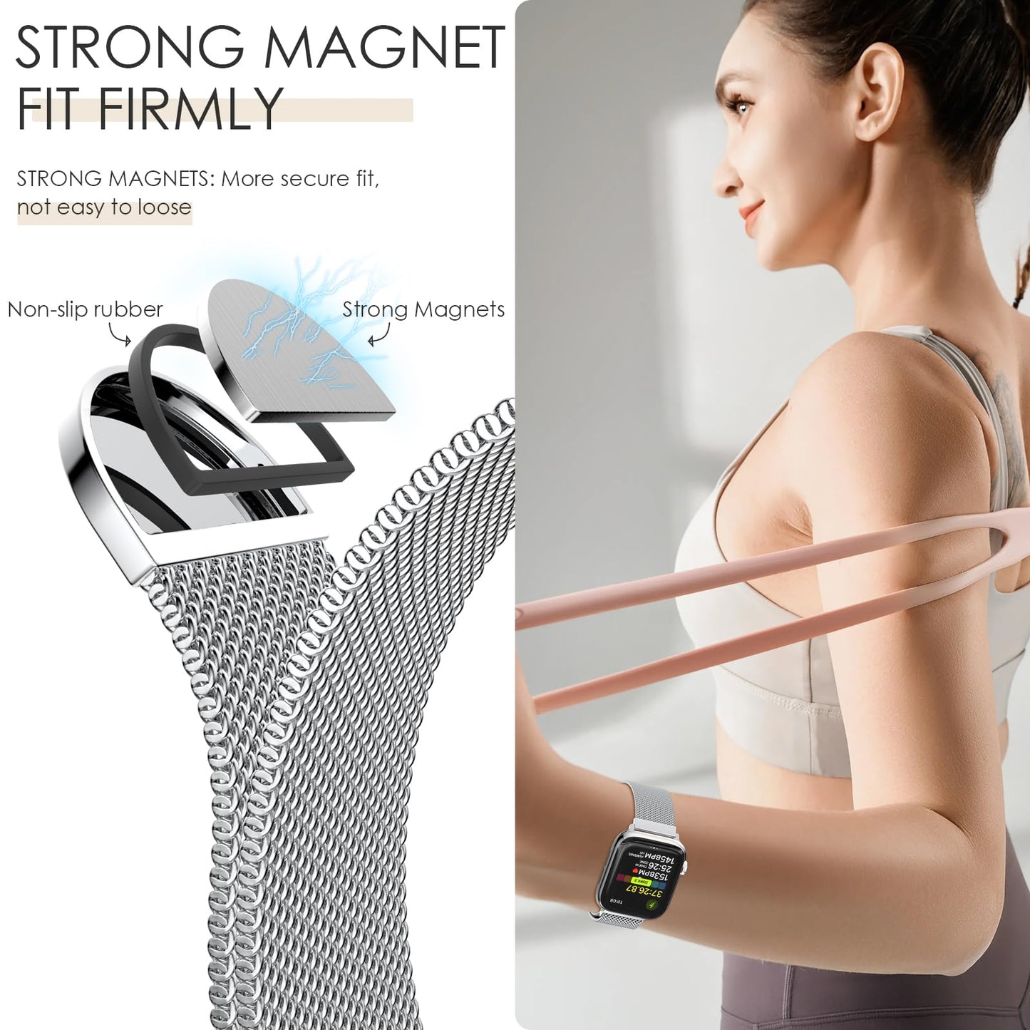 Original Milanese Loop Band Compatible with Apple Watch 38mm 40mm 41mm 42mm 44mm 45mm 46mm 49mm - Women & Men Magnetic Closure Adjustable Metal Strap for iWatch Series 11 10 9 8 7 6 5 4 SE2 3 Ultra2 3