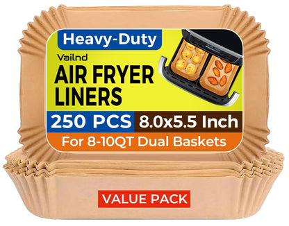 Air Fryer Paper Liners, 125Pcs Parchment Paper, Air Fryer Liners Disposable for Microwave, Non-Stick Air Fryer Liner Square Free of Bleach (8IN)