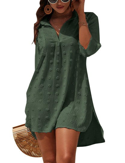 Blooming Jelly Womens Swimsuit Coverups White Chiffon Bikini Swimwear Beach Cover Up Dress Shirt