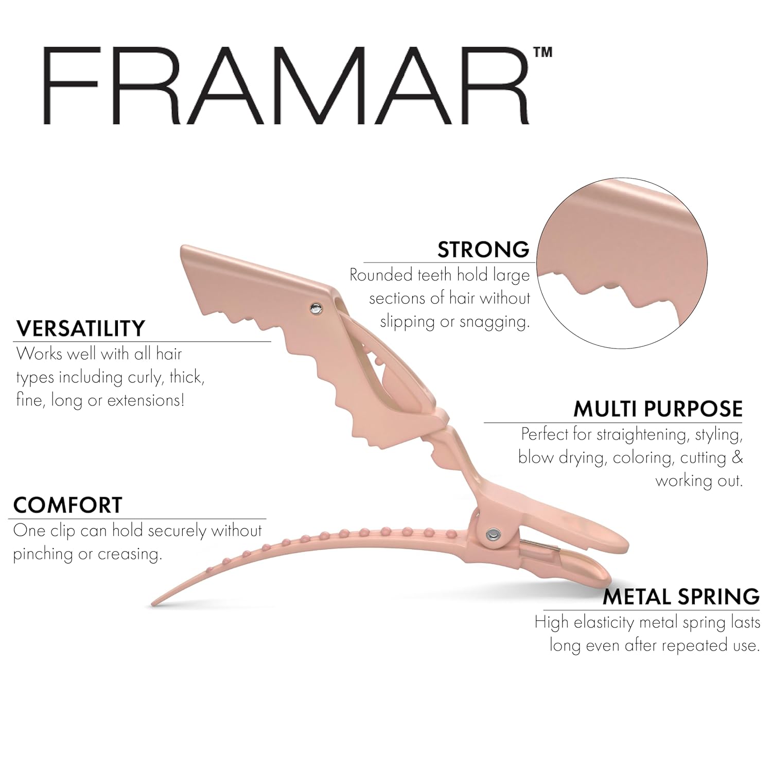 FRAMAR Neutral Alligator Clips For Hair Styling 10 Pack – Professional Alligator Hair Clips For Women, Alligator Clips For Hair, Hair Clip For Women, Cute Hair Clips For Styling, Salon Hair Clips