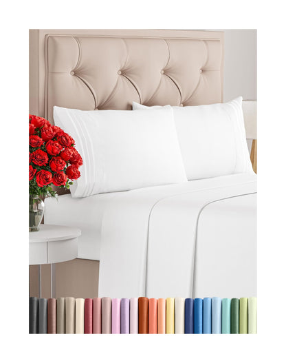 Queen Size 4 Piece Sheet Set - Comfy Breathable & Cooling Bed Sheets Set - Hotel Luxury Bedding for Women, Men, Kids, Teens, Boys & Girls - Deep Pockets, Ultra-Soft, Wrinkle Free - Oeko-Tex - Black