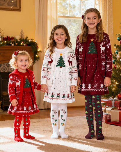 Century Star Girls Christmas Tights - Ultra Soft & Warm Leggings, Toddler Stockings, Party Outfit