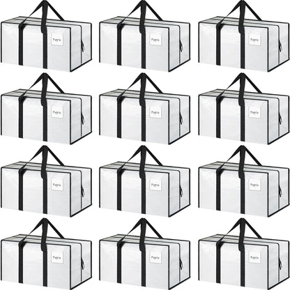 6 Pack Extra Heavy Duty Large Moving Bags with Strong Zipper & Comfortable Handles, Sturdy & Durable Clothes Storage Bags Totes Bins, Blue Packing Moving Boxes for College Supplies, Dark Blue