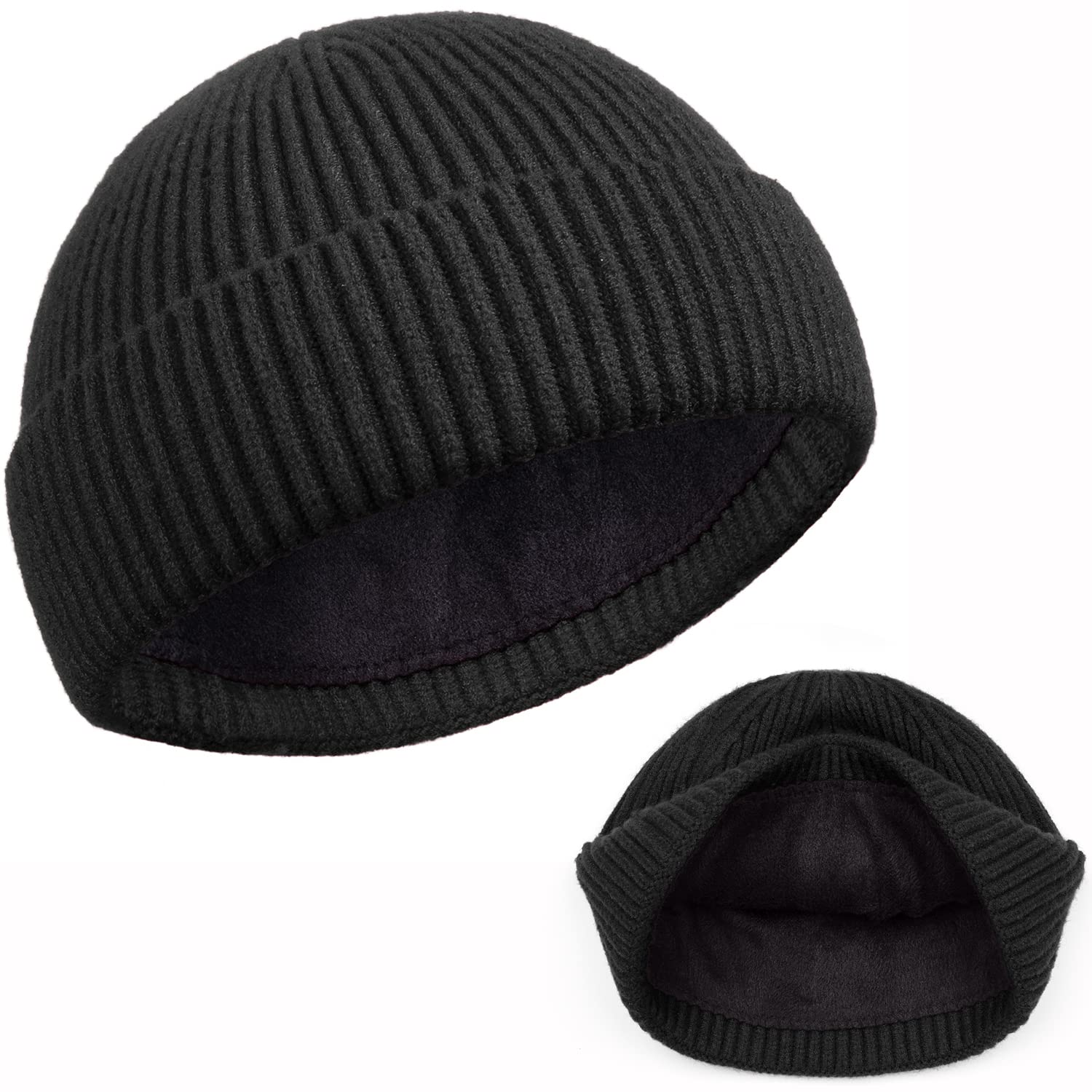ROYBENS Swag Wool Knit Cuff Short Fisherman Beanie for Men Women, Winter Warm Hats