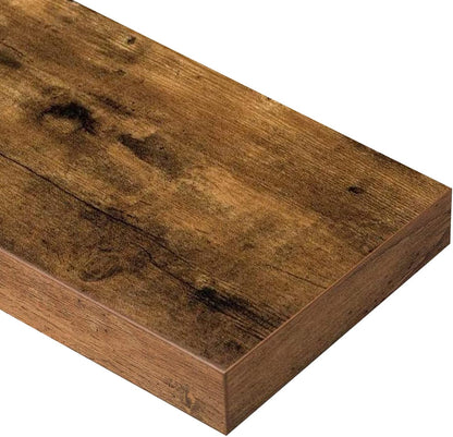 QEEIG Bathroom Floating Shelves for Wall Mounted Shelf Over Toilet Farmhouse Home Decor Display Shelving Small 16 inch Set of 2, Rustic Brown (008-40BN)