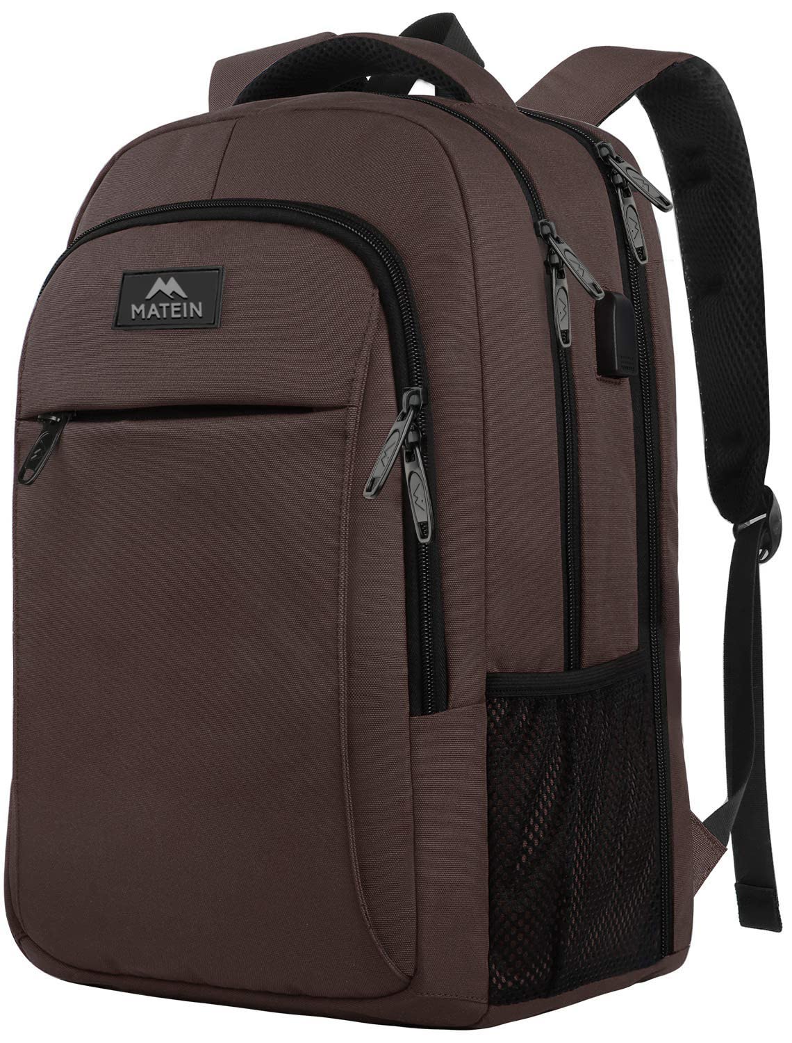 MATEIN Travel Laptop Backpack, Business Anti Theft Slim Sturdy Laptops Backpack with USB Charging Port, Water Resistant College School Computer Bag Gift for Men & Women Fits 15.6 Inch Notebook, Grey