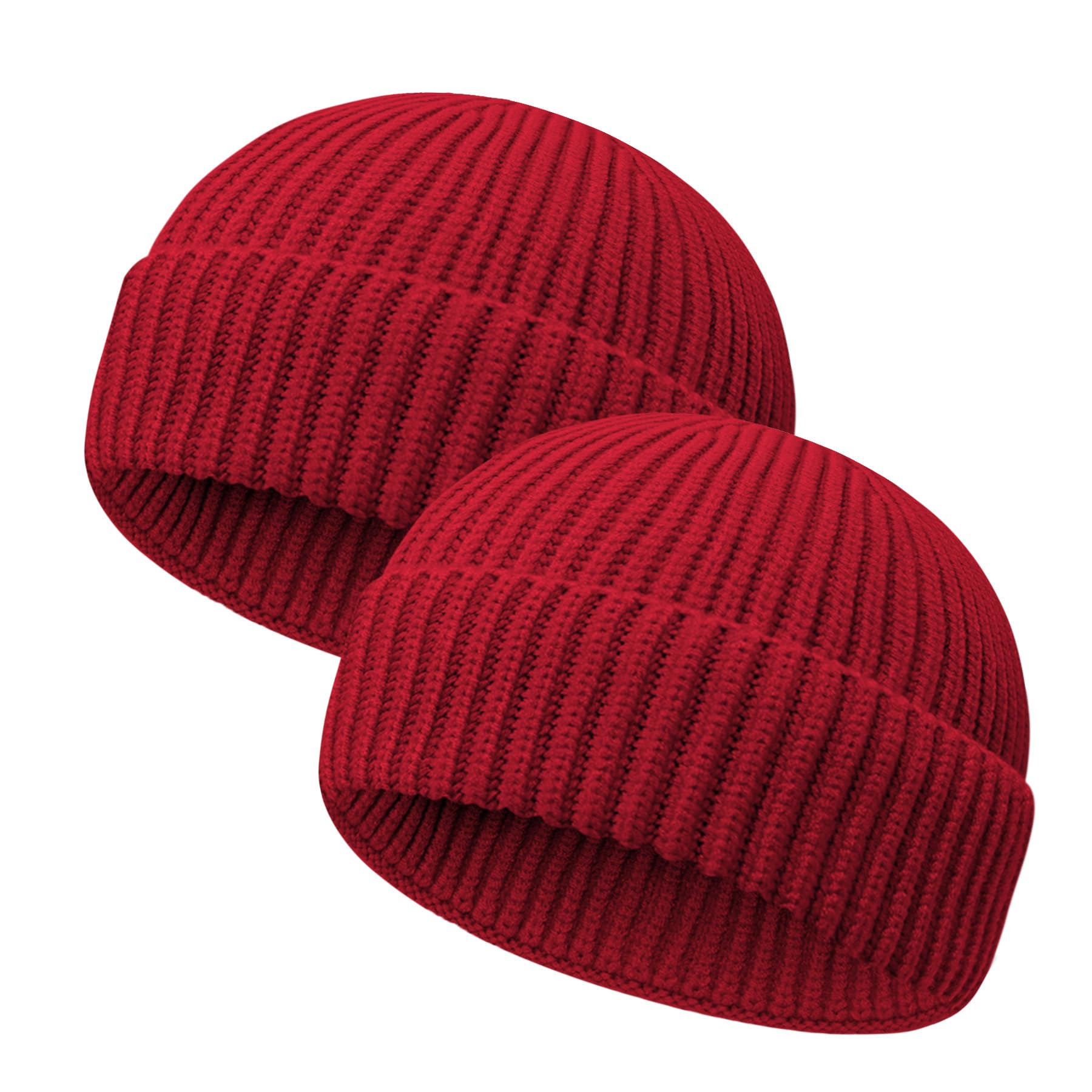 Wool Fisherman Beanies for Men Women Short Cuff Knit Beanie Winter Warm Hats Trawler Hat Stylish Watch Cap
