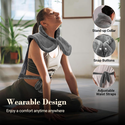 Comfier Large Heating Pad for Back, FSA HSA Eligible, Soft Flannel Fast Heating Pads for Neck and Shoulders, Electric Heated Wrap, 3 Heat Levels & 90-Mins Auto Shut Off, Gifts for Mom Dad Women Men
