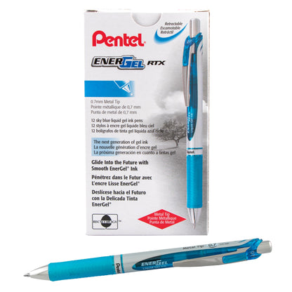 Pentel EnerGel Retractable Liquid Gel Pens, Medium Point, 0.7 mm, Silver Barrel, 12 Black Ink pens, the Ultimate writing pens, the Best Writing Pens for office, school and journaling, Pack of 12