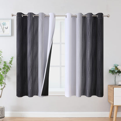 Estelar Textiler Beige and Greyish White Blackout Curtains for Living Room, Full Room Darkening Gradient Drapes for Bedroom, Thermal Insulated Ombre Grommet Curtains for Dining Room,52Wx84L,2 Panels