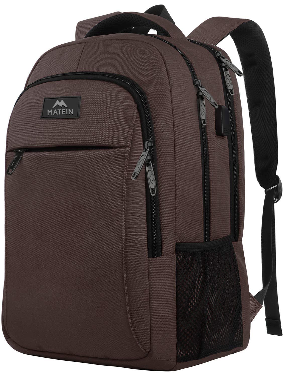 MATEIN Travel Laptop Backpack, Business Anti Theft Slim Sturdy Laptops Backpack with USB Charging Port, Water Resistant College School Computer Bag Gift for Men & Women Fits 15.6 Inch Notebook, Grey