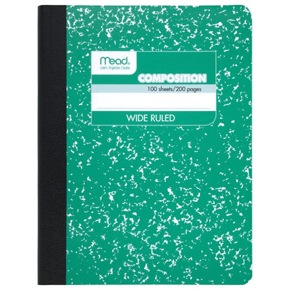 Mead Composition Notebook, Wide Ruled Paper, 7-1/2" x 9-3/4", 100 Sheets, Assorted Colors, 12 Pack (73389)