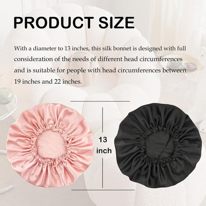 2 PCS Satin Bonnet Double Layer Sleep Hair Silk Bonnet for Sleeping Women Curly Natural Hair