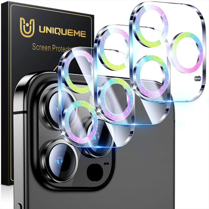 UniqueMe Compatible for 3 Pack iPhone 17 Pro Camera Lens Protector - [Drop Protection] 9H Tempered Glass Camera Cover Screen [Update New Version]【Not for 17 Pro Max】