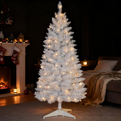 4ft Lighted Artificial Black Christmas Tree, Not Pre-lit Black Tinsel Pine Trees with Lights, Ideal for Ideal for Home, Office, and Xmas Party Décor - Includes Stand