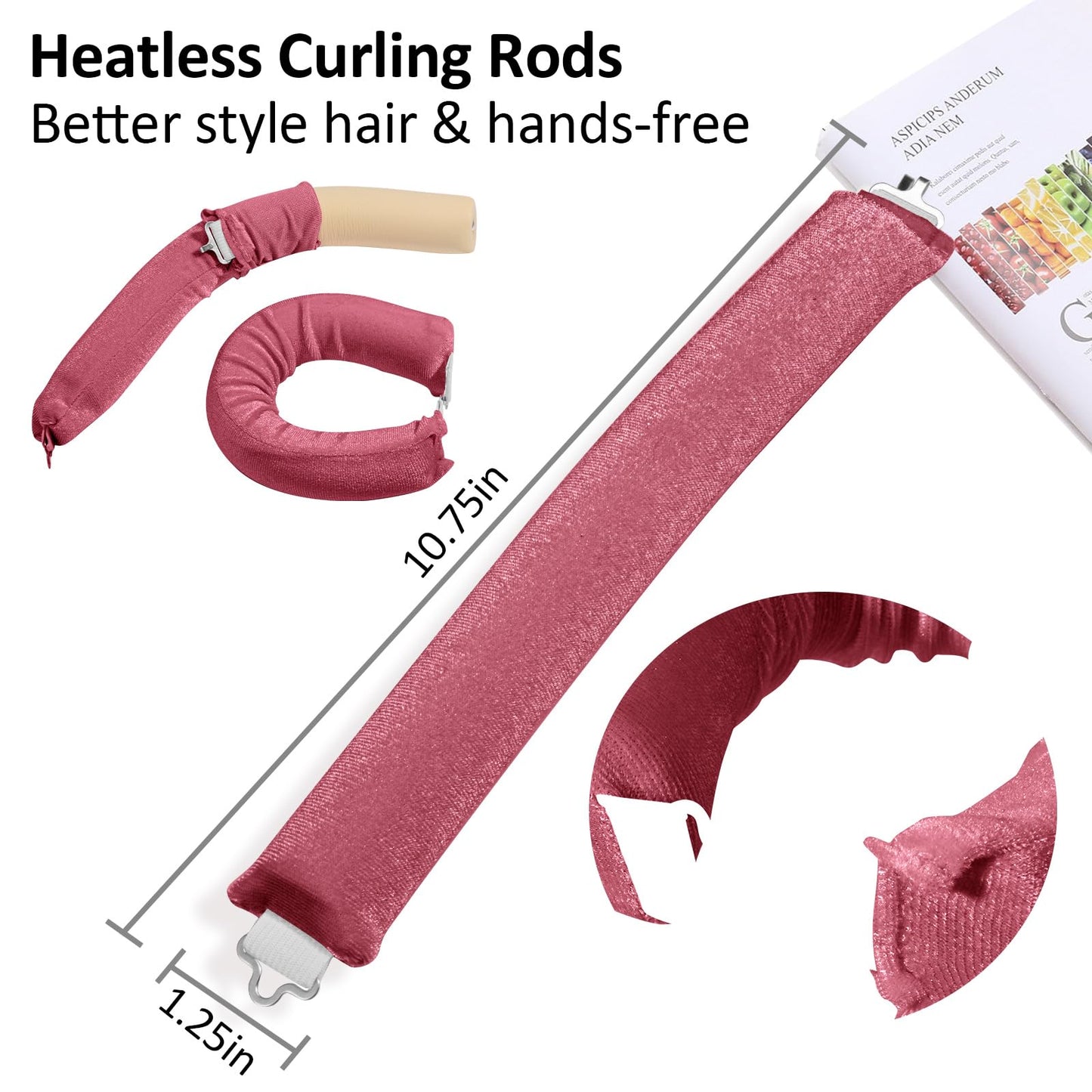Heatless Curlers, Heatless Curls Overnight Set for Women, Soft Hair Curlers to Sleep In, Jumbo No Heat Hair Curlers Set with Headscarf and Hook for Long Hair (DarkBrown, 4 Packs)