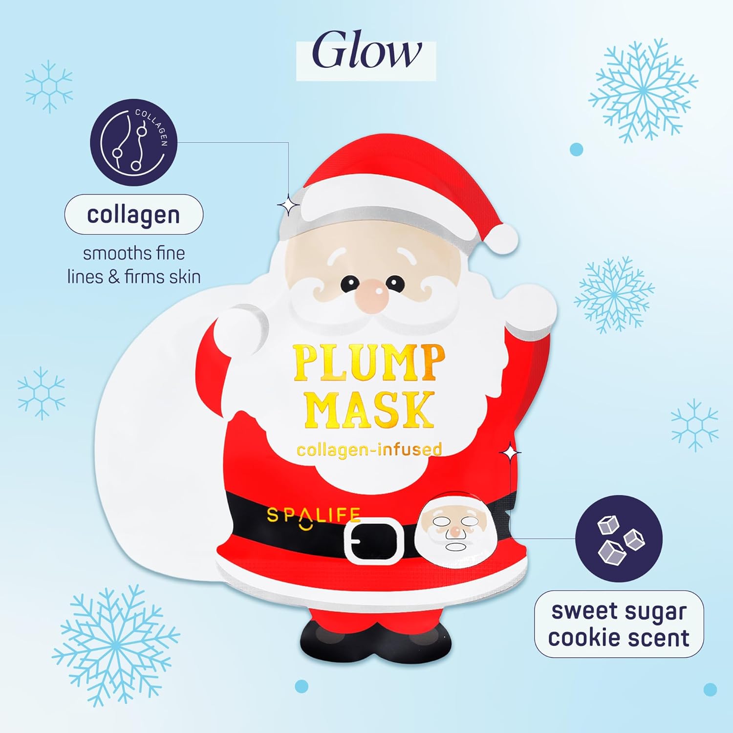 SpaLife Beauty Santa’s Workshop Christmas Face Mask Bundle | Korean Facial Masks | Hydrating, Soothing and Firming Sheet Mask Set | Christmas Face Masks for Women | Spa Party Favors | 12 Pack