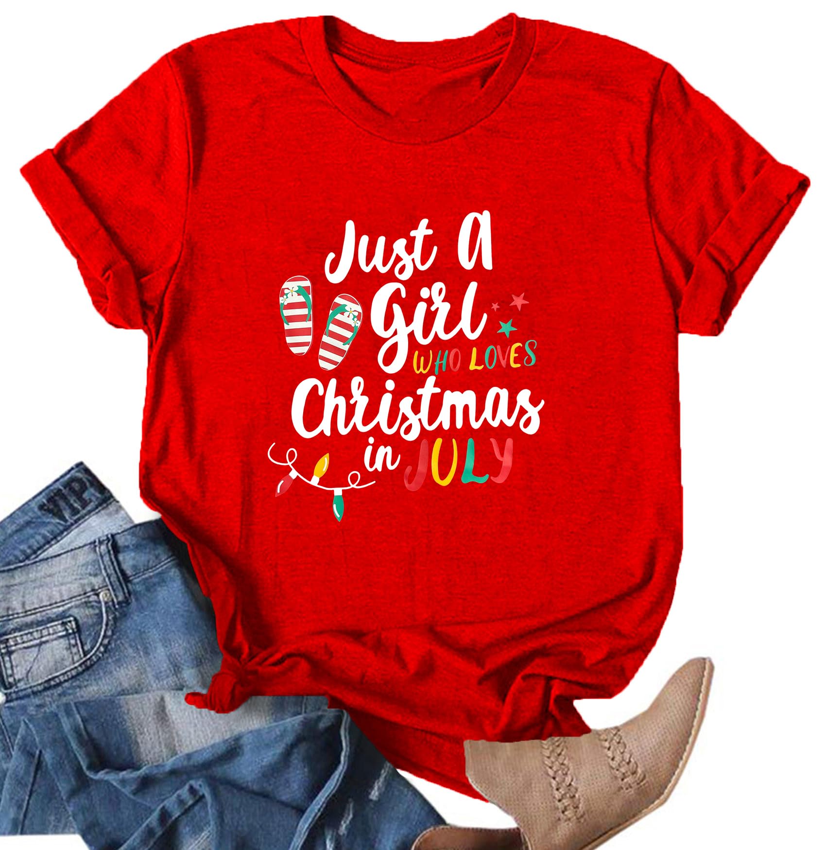 Christmas Shirts for Women:Merry Christmas T-Shirt Xmas Tree Casual Short Sleeve Tee Tops