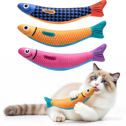 Cat Toys with[5000mg A+Natural Catnip &Silvervine] [Baby Grade] Interactive Soft Chew Kicker Cat Toys for Indoor Cats & Kittens, [Crinkle &Bell] Fish Sound Toy, Drives Bored Cat Crazy with Fun