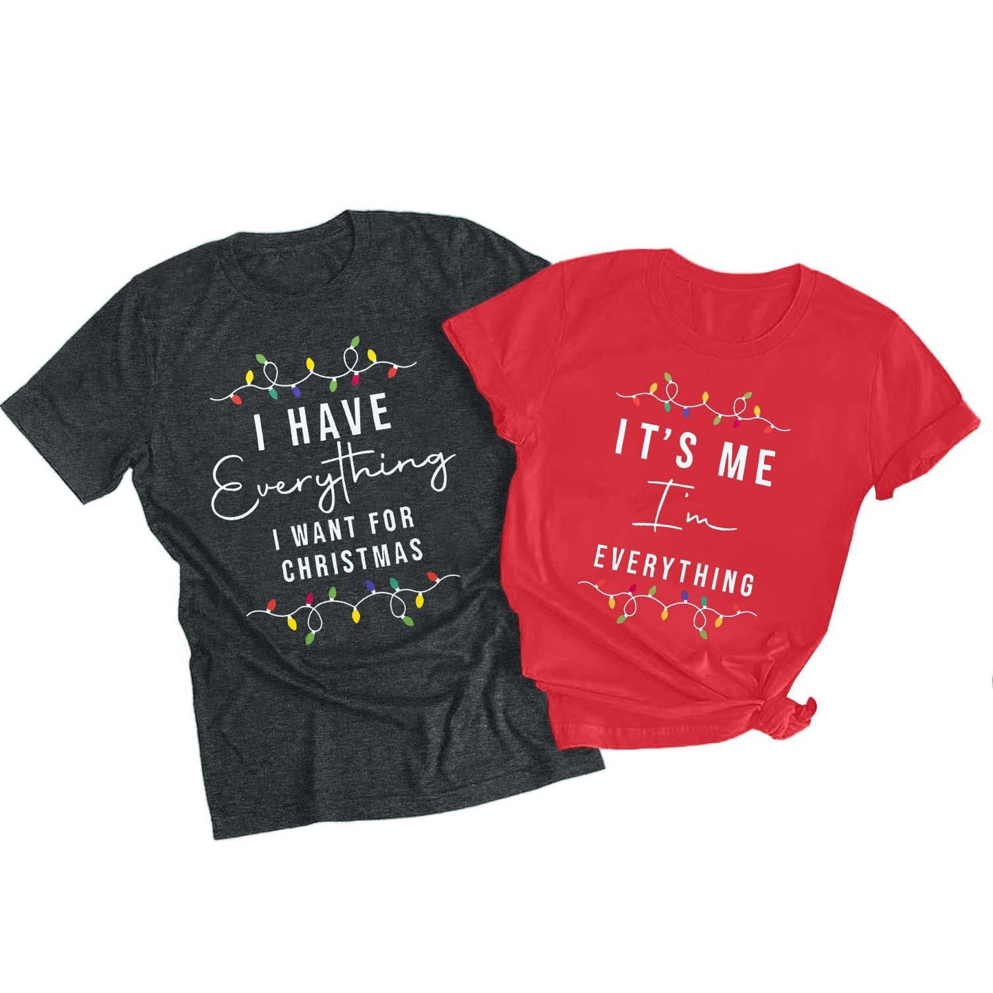 Christmas Couples His and Her Shirt: Family Matching Xmas Outfits Sets - Funny Holiday Graphic Pajamas Tees Top