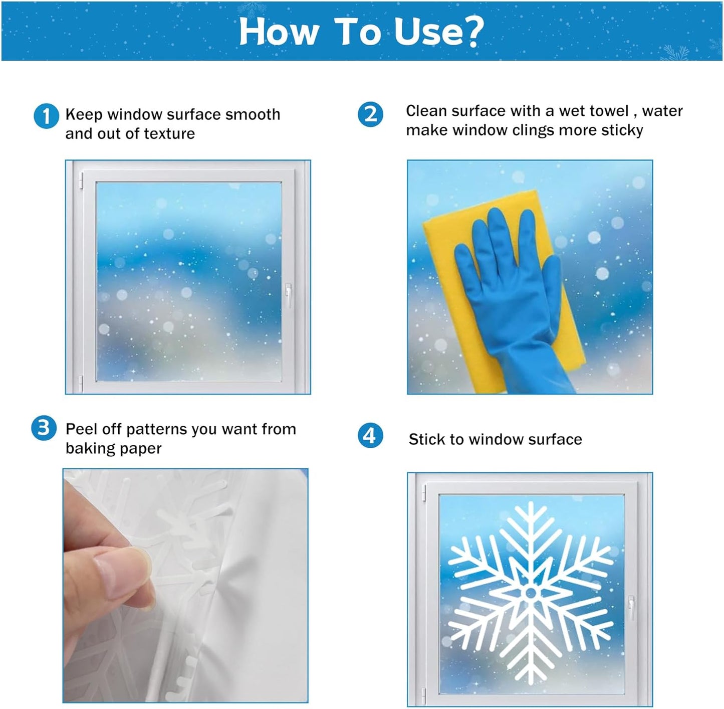 1000Pcs Snowflake Christmas Window Clings - Snowflake Christmas Window Decorations Stickers for Glass Windows Christmas Decorations Indoor Wtiner Holiday Office Bedroom Decor (10 Sheets)