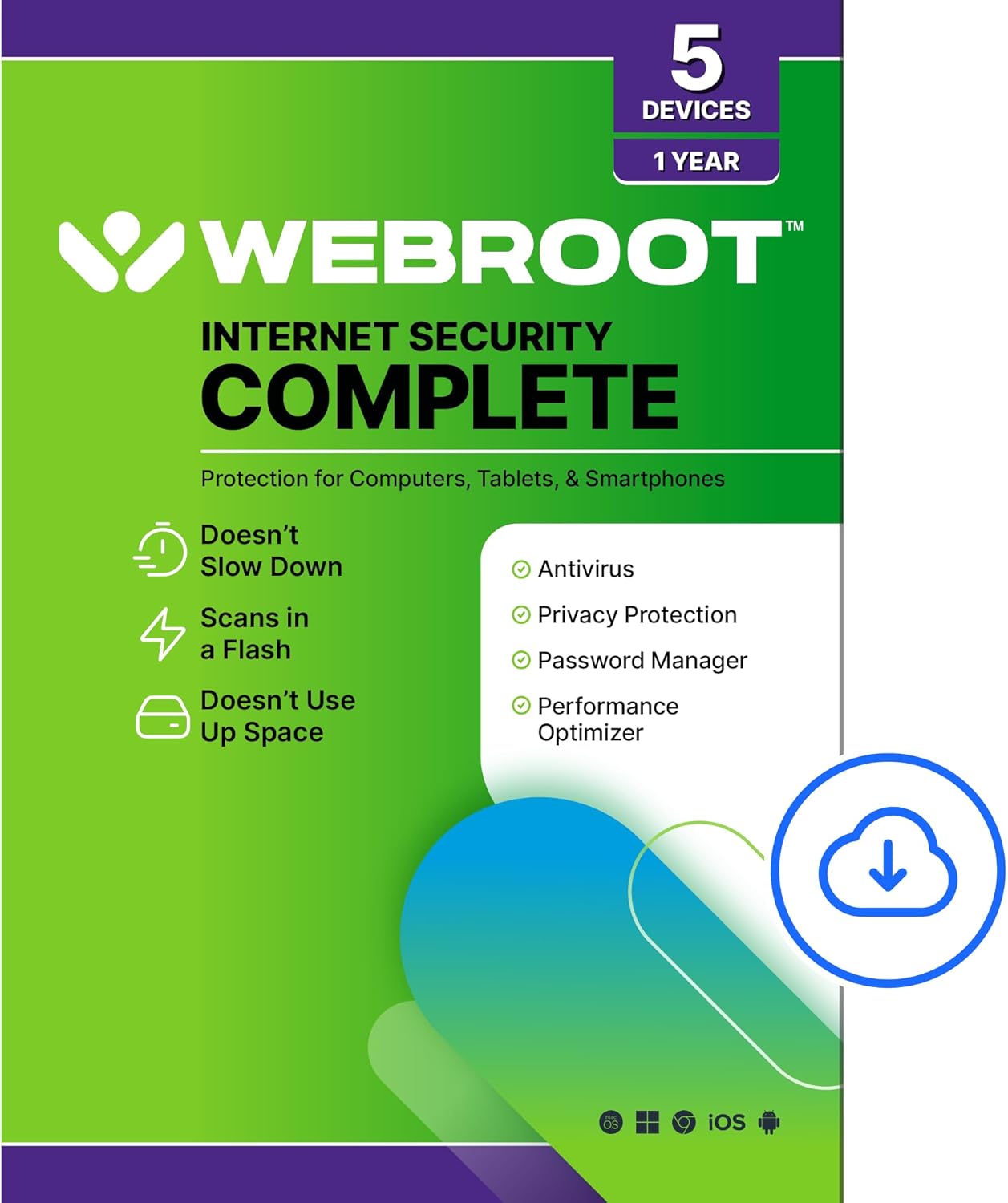 Webroot Antivirus Software 2026 | 3 Device | 1 Year Download for PC/Mac