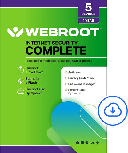 Webroot Antivirus Software 2026 | 3 Device | 1 Year Download for PC/Mac