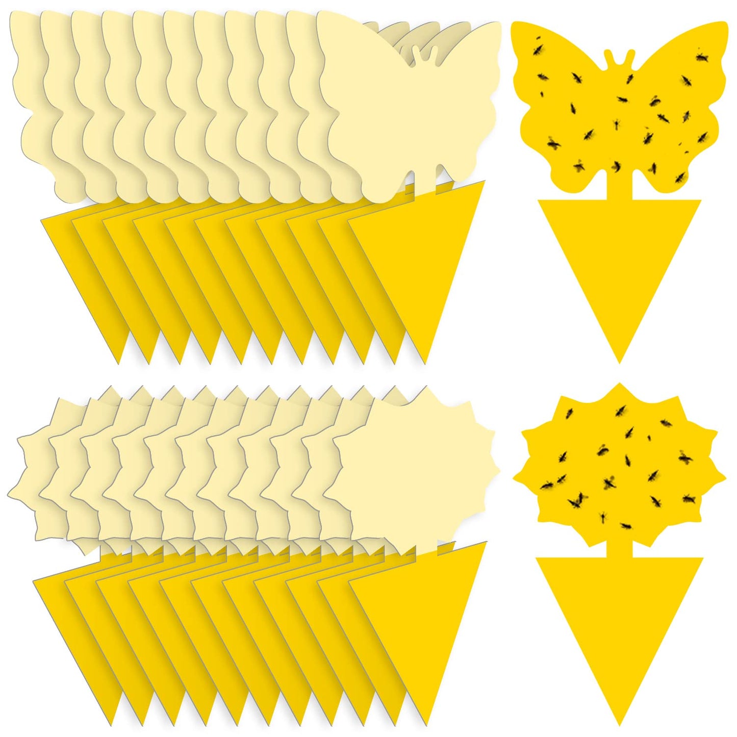 Landisun Fruit Fly Traps 48PCS Fungus Gnat-Traps for Indoor-Outdoor Yellow Fruit-Fly Sticky-Trap Plants Flying Bug Insects Traps