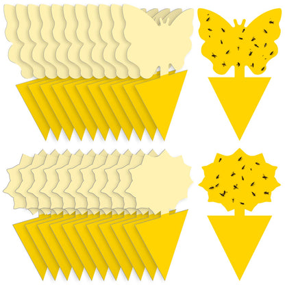Landisun Fruit Fly Traps 48PCS Fungus Gnat-Traps for Indoor-Outdoor Yellow Fruit-Fly Sticky-Trap Plants Flying Bug Insects Traps
