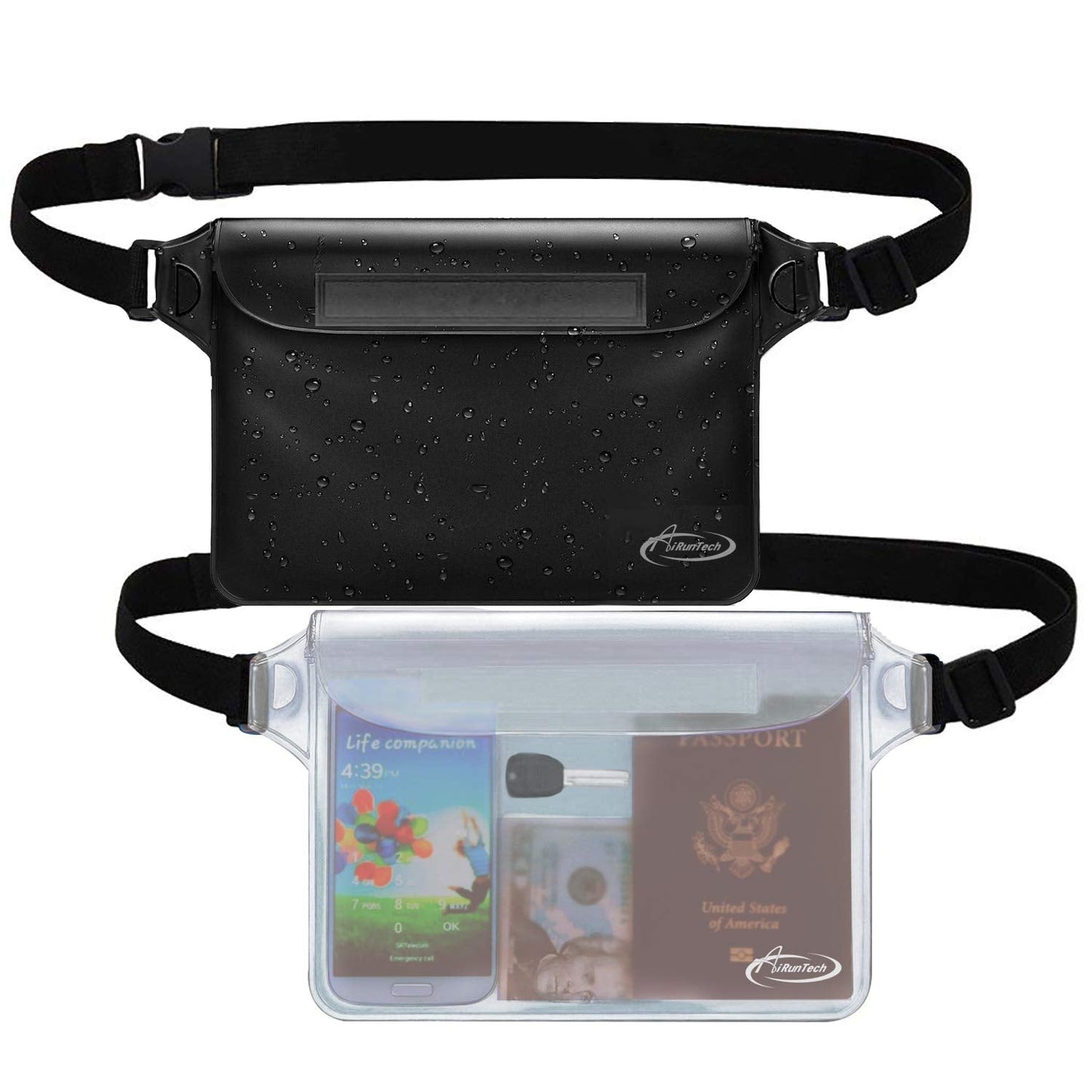 AiRunTech Waterproof Fanny Pack,Waterproof Pouch for Phone Passport Wallet Purse with Waist Strap,Floating Waterproof Bags for Travel Beach Swimming Kayaking Boating Pool Accessories