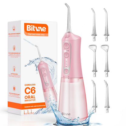 Bitvae Water Dental Flosser for Teeth, Cordless Water Teeth Cleaner Picks, 3 Modes 5 Intensities, IPX7 Waterproof, Rechargeable Water Dental Picks for Cleaning - Black