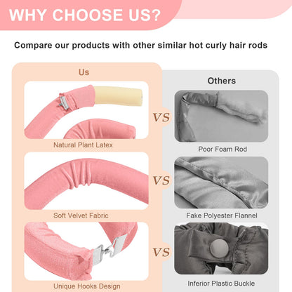 Heatless Curlers, Heatless Curls Overnight Set for Women, Soft Hair Curlers to Sleep In, Jumbo No Heat Hair Curlers Set with Headscarf and Hook for Long Hair (DarkBrown, 4 Packs)