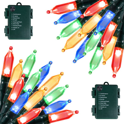 Brightown Battery Operated Christmas Lights 4 Pack 18 Feet 50 LED Clear Mini String Lights with 8 Modes Waterproof Tree Lights for Xmas Outdoor Indoor Holiday Party Garden Decor, Warm White