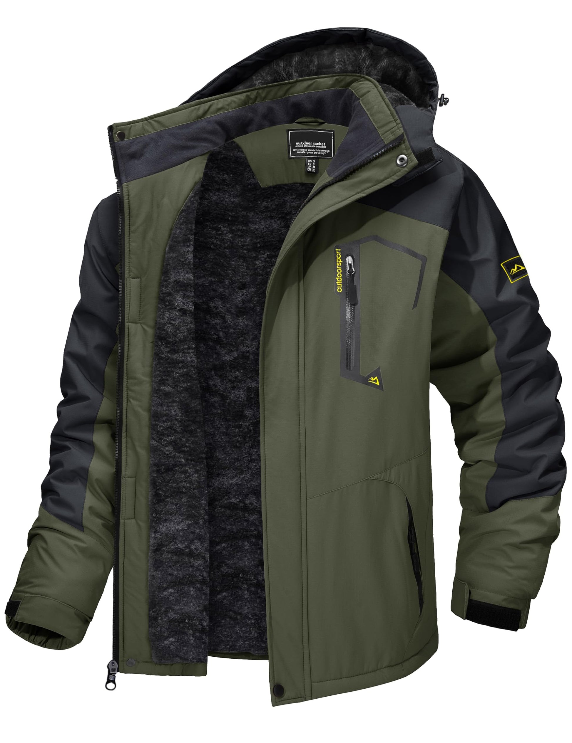 TACVASEN Men's Winter Skiing Jackets Water Resistant Fleece Coats Insulated Thermal Snowboard Jacket Parka Raincoat with Hood