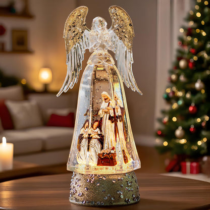Christmas Snow Globe Swirling Glittering Nativity Scene with Music, USB Lined/Battery Operated Lighted Water Lantern for Christmas Festival Decoration Gifts
