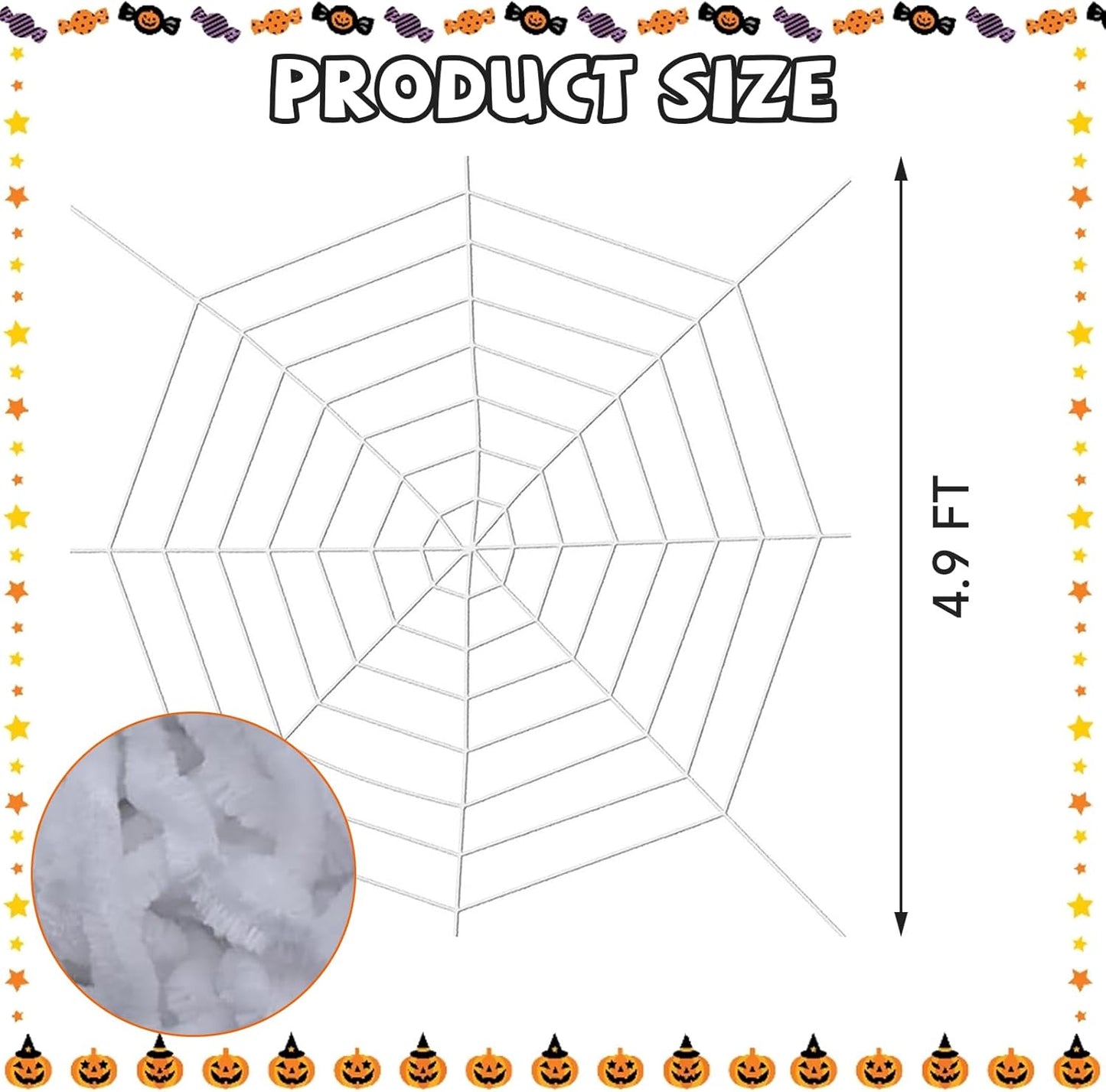 Spider Web Decoration 4.9ft White Coils Fake Spider Webs Scary Hanging Spiderweb for House Outdoor Indoor Decor Halloween Party Cobwebs Favors Supplies