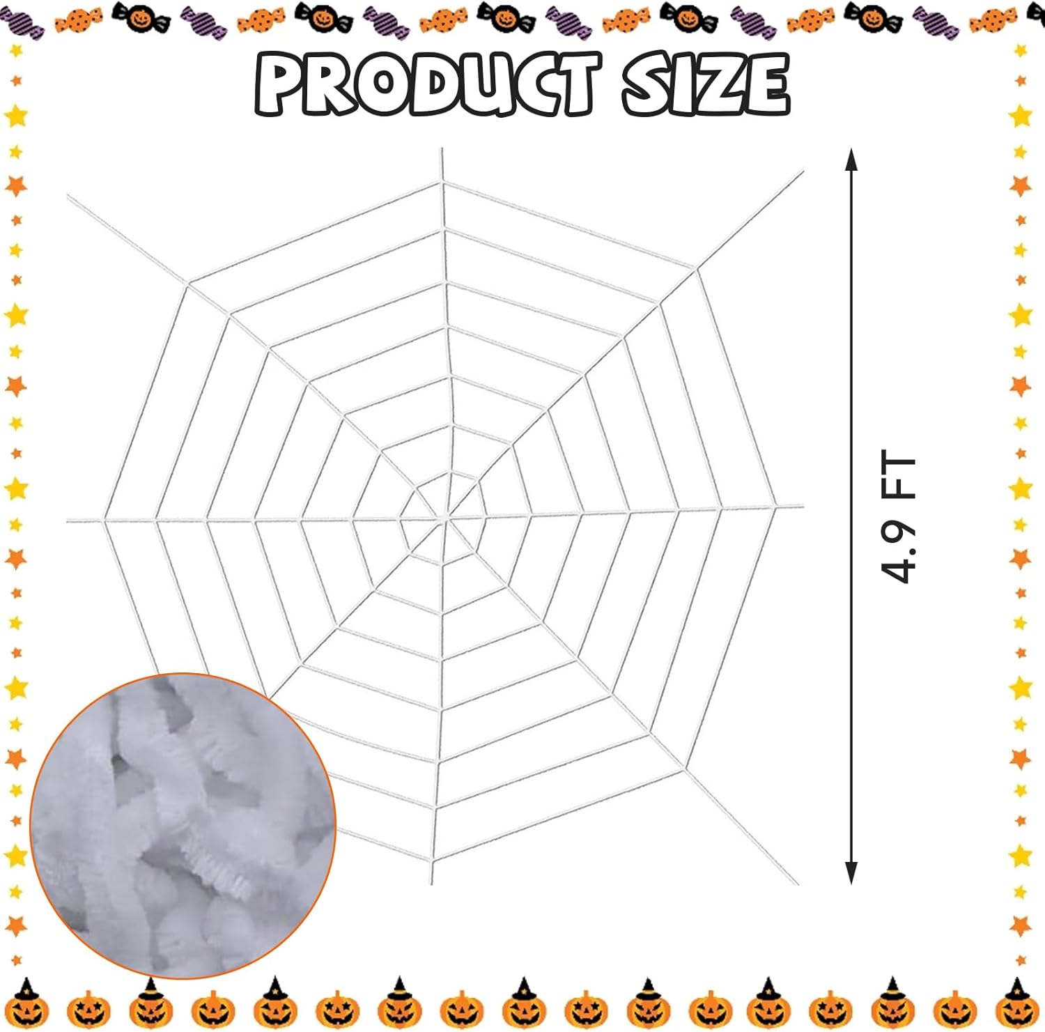 Spider Web Decoration 4.9ft White Coils Fake Spider Webs Scary Hanging Spiderweb for House Outdoor Indoor Decor Halloween Party Cobwebs Favors Supplies
