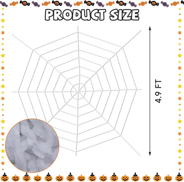 Spider Web Decoration 4.9ft White Coils Fake Spider Webs Scary Hanging Spiderweb for House Outdoor Indoor Decor Halloween Party Cobwebs Favors Supplies