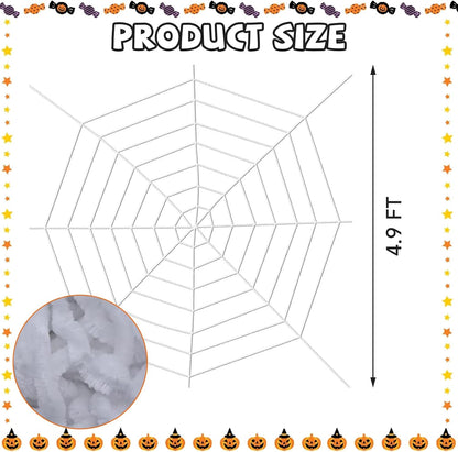 Spider Web Decoration 4.9ft White Coils Fake Spider Webs Scary Hanging Spiderweb for House Outdoor Indoor Decor Halloween Party Cobwebs Favors Supplies