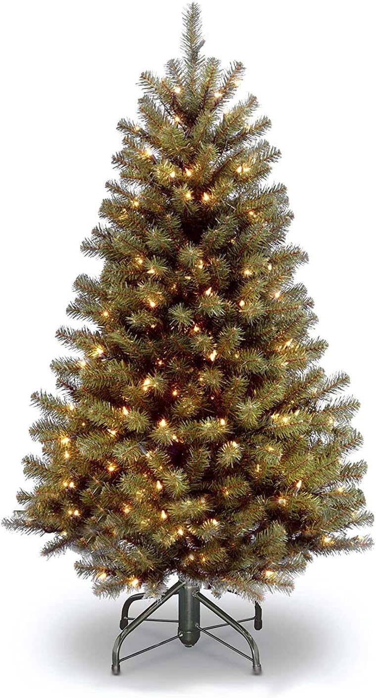 National Tree Company 4.5 ft Pre-Lit North Valley Spruce Artificial Christmas Tree, 200 Clear Lights, 398 Tips, Includes Stand, Green