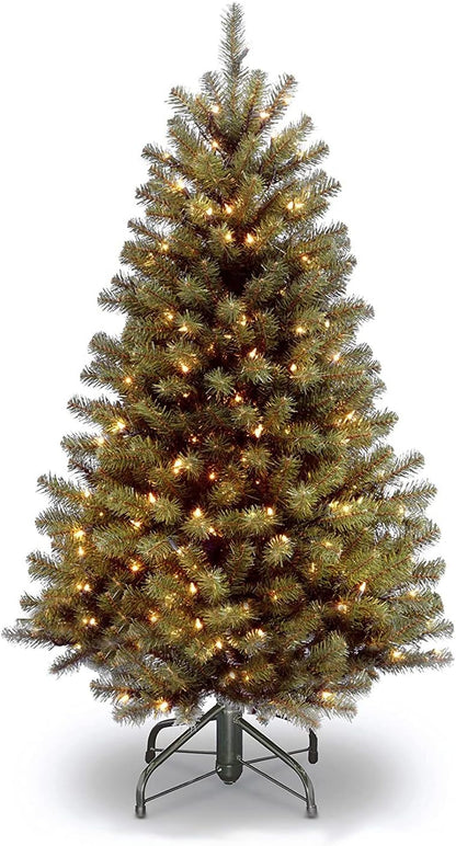 National Tree Company 4.5 ft Pre-Lit North Valley Spruce Artificial Christmas Tree, 200 Clear Lights, 398 Tips, Includes Stand, Green